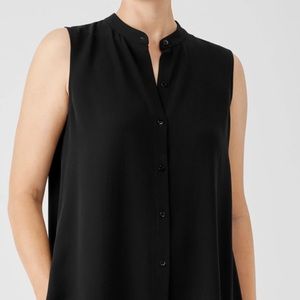 EILEEN FISHER Silk Georgette Crepe Sleeveless Duster/Dress